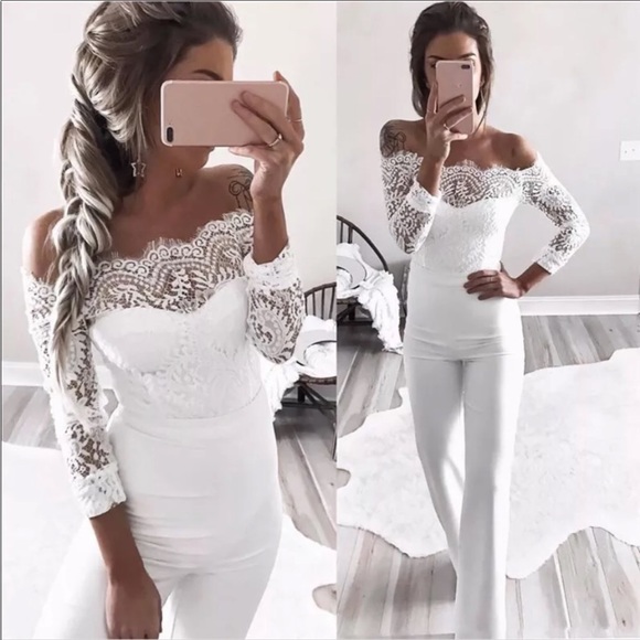 Pants - 🤍 White jumpsuit with lace 🤍